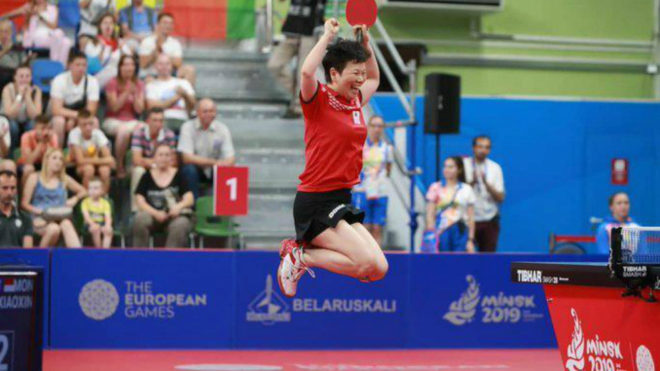 Ni Xialian salta de alegra tras lograr el bronce en los Juegos...