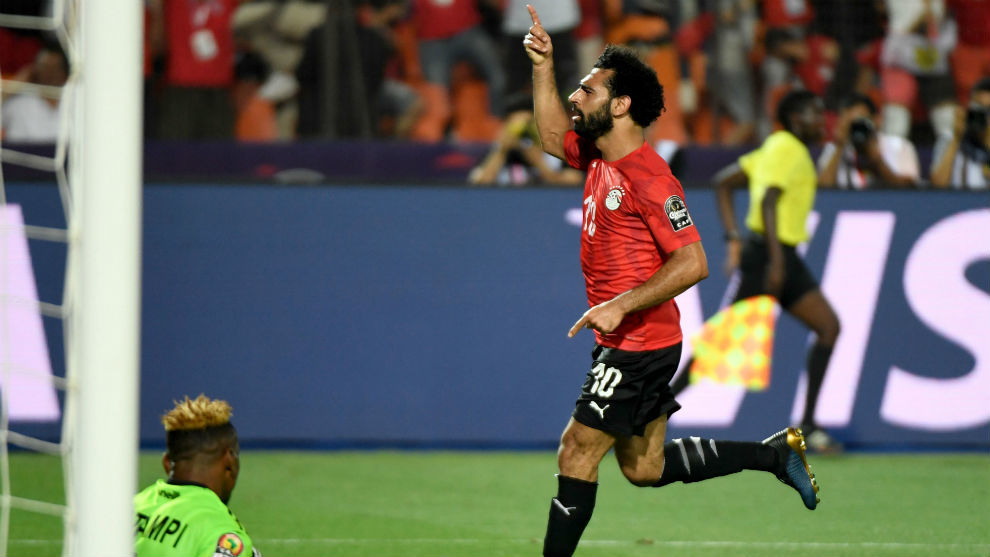 Mohamed Salah (27) celebra su gol.