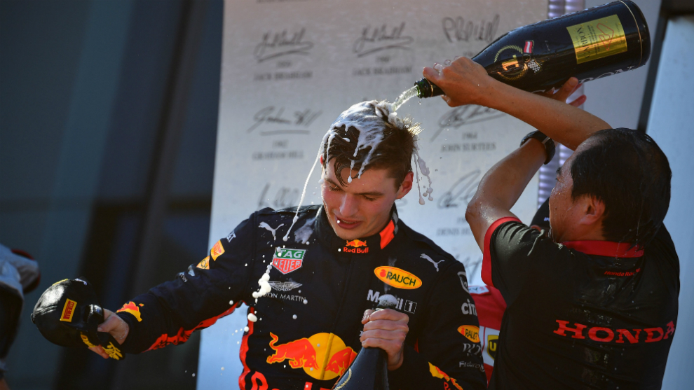 Verstappen y Honda celebran el ttulo en Austria.