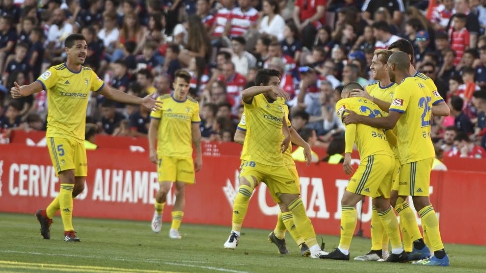 El Cdiz CF celebra un tanto en el ltimo partido contra el Granada