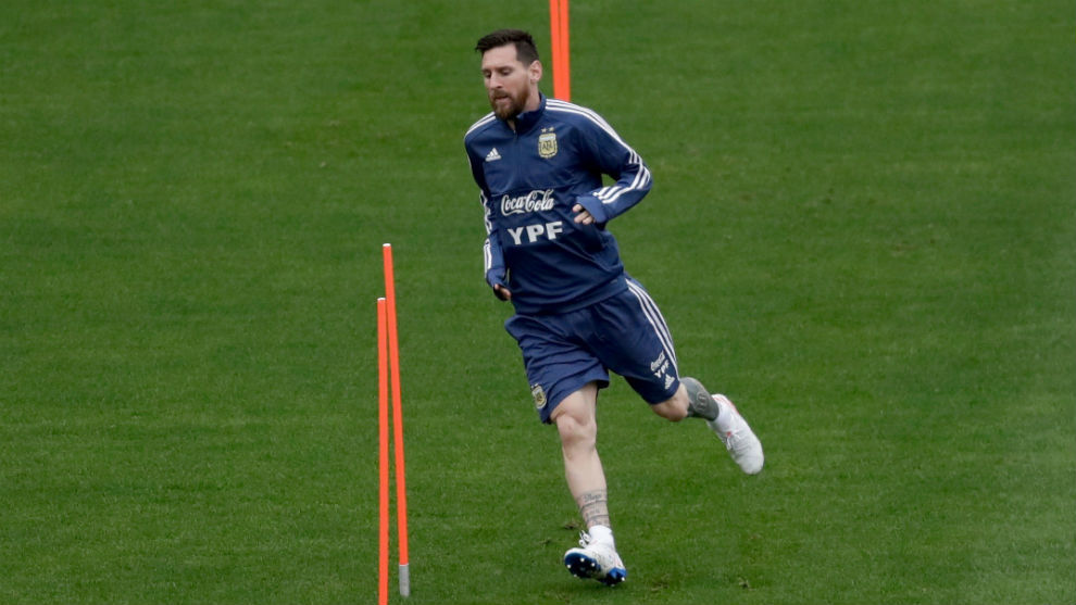 Messi (32), en el ltimo entrenamiento en Sao Paulo.