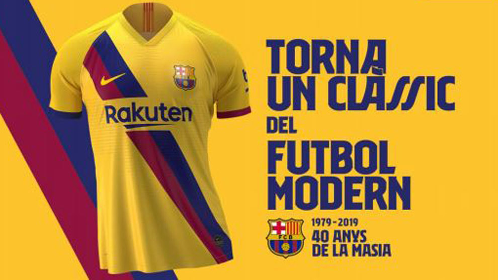 FC Barcelona: La segunda camiseta del Barça, un homenaje a los 40 años de  La Masia | Marca.com