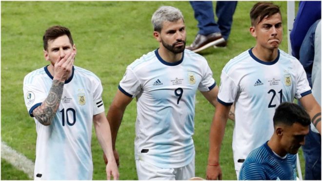 Messi, Agero y Dybala tras el partido contra Brasil