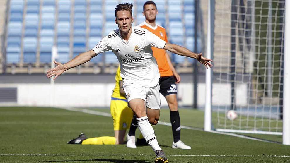 Dani Gmez celebra un gol con el Castilla en los &apos;playoffs&apos; de...