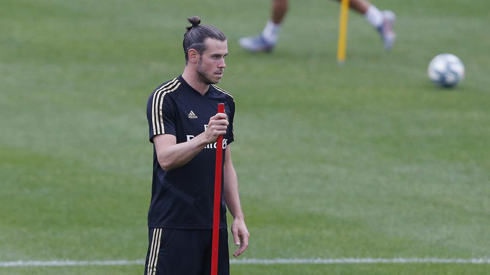 Bale, en un entrenamiento de esta temporada.