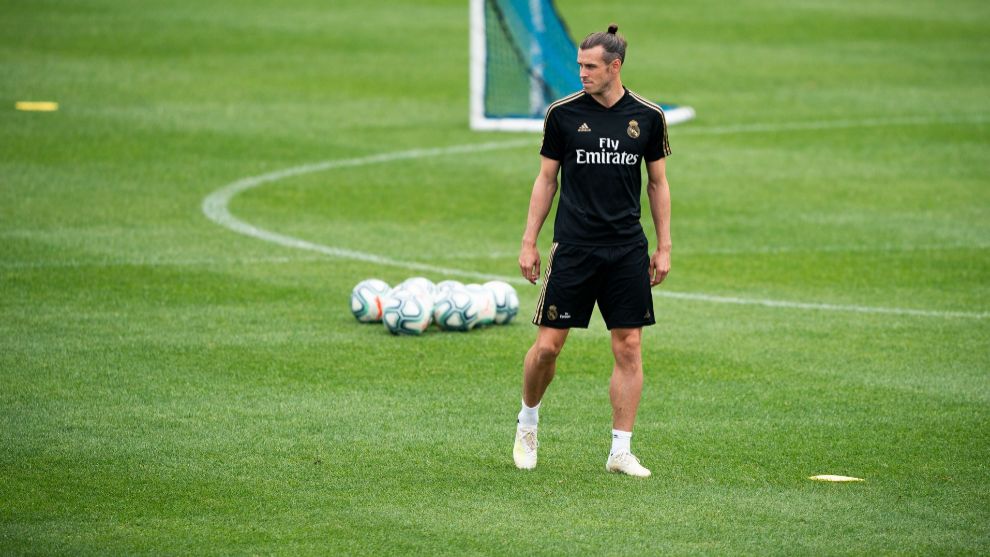 Gareth Bale durante un entrenamiento con el Real Madrid