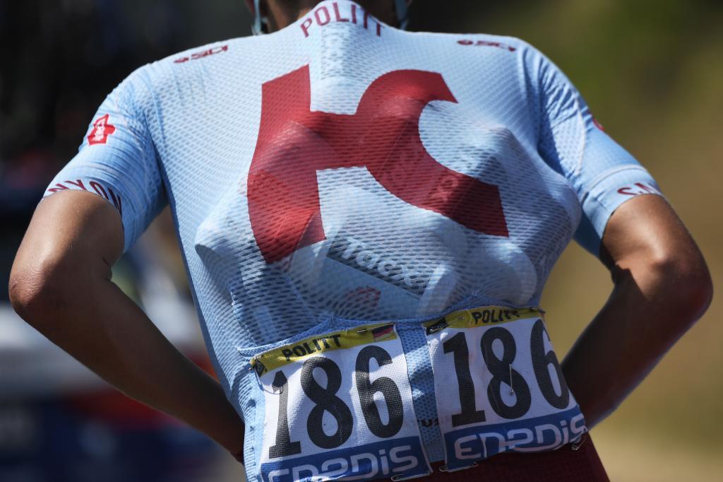Germanys Nils Politt rides with bidons under his jersey on a hot day during the sixteenth stage of the 106th edition of the <HIT>Tour</HIT> de France cycling race between Nimes and Nimes, in Nimes, on July 23, 2019. (Photo by JEFF PACHOUD / AFP)