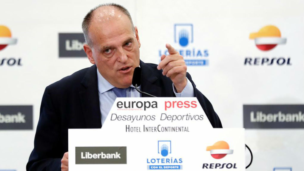 LaLiga president Javier Tebas during a conference.
