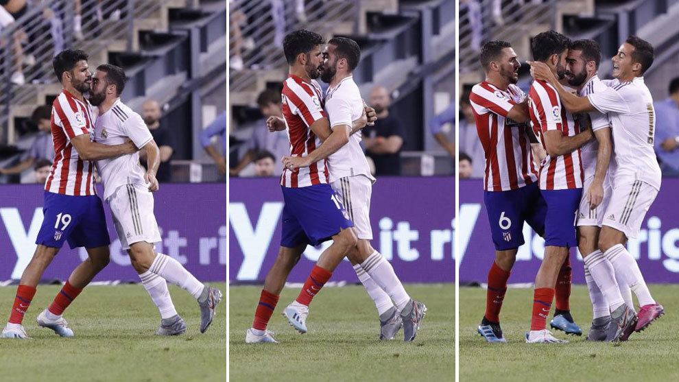 Carvajal y Diego Costa, expulsados tras encararse en el Real Madrid-Atlético