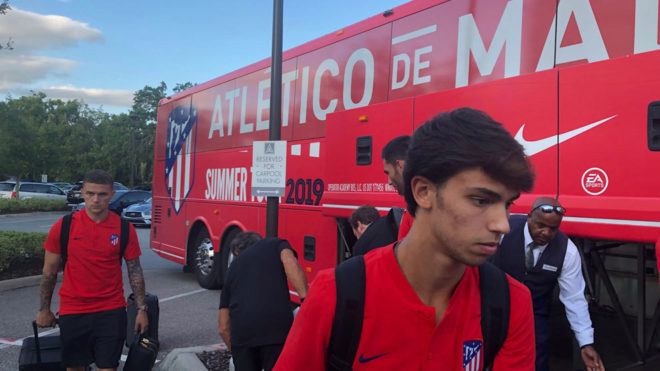 The Atletico Madrid squad after arriving in Orlando.