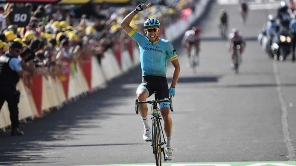 Omar Fraile, al ganar la etapa 14 del Tour de Francia de 2018.
