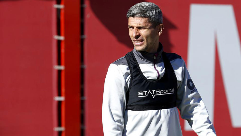 Salva Sevilla, en un entrenamiento de pretemporada con el Mallorca.