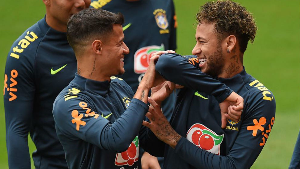 Neymar and Philippe Coutinho whilst on international duty.