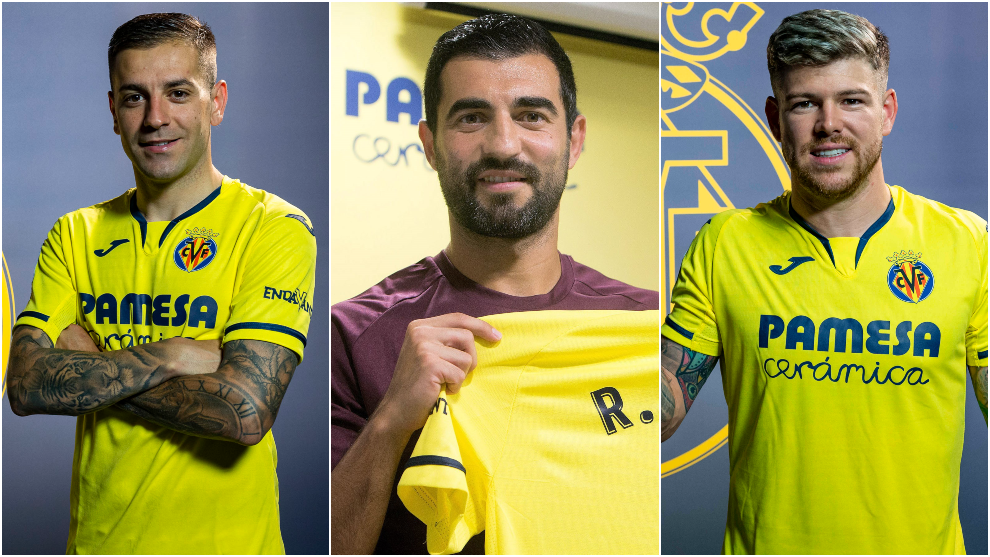 Albiol y A. Moreno y R.Pea posando como futbolistas del Villarreal