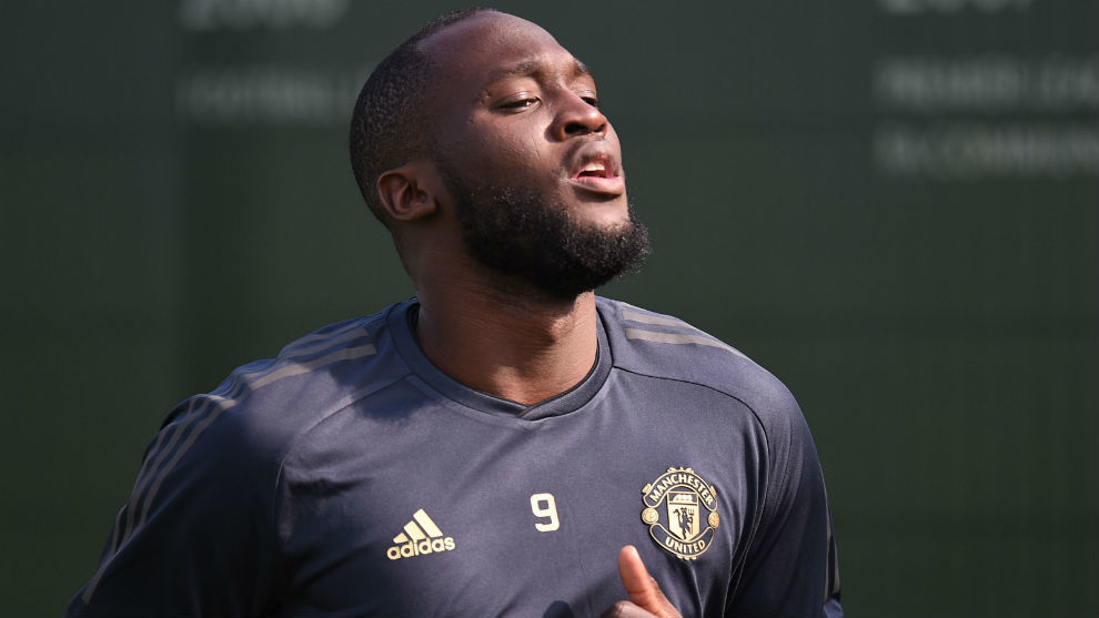 Romelu Lukaku during a training session with Manchester United.