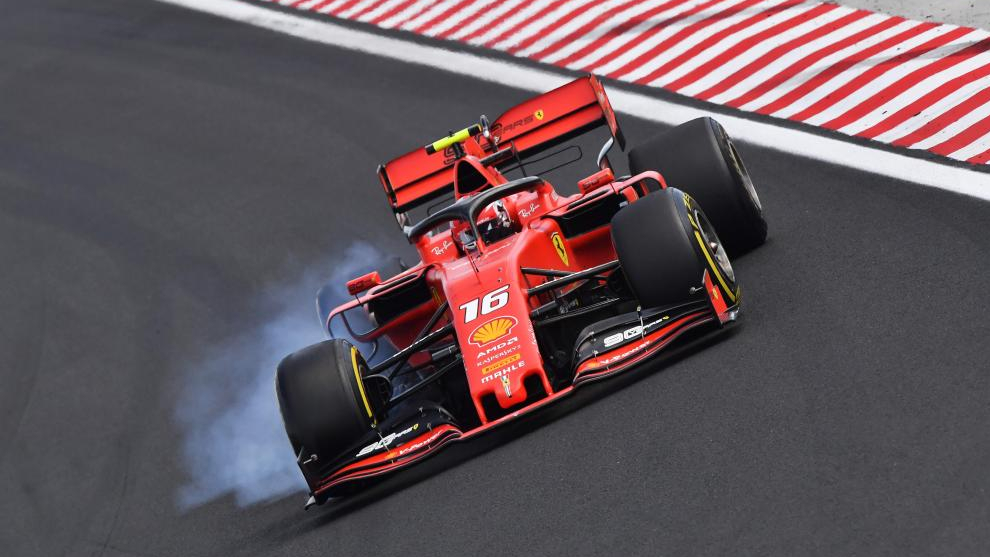 El Ferrari de Leclerc, en Hungaroring.