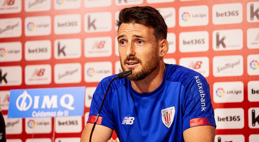 Aritz Aduriz during the press conference where he announced his...