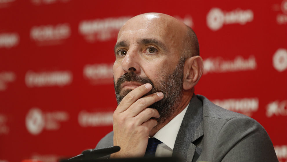 Monchi during a press conference.
