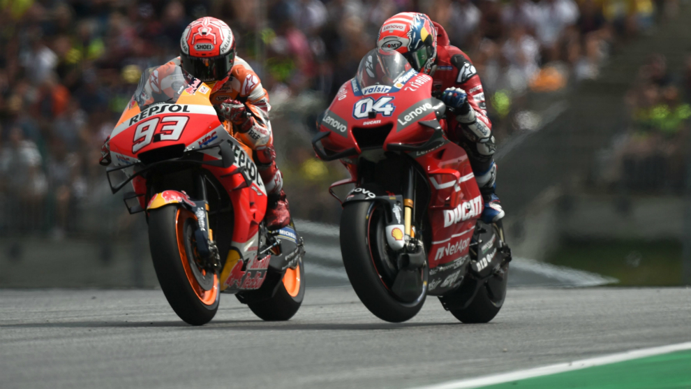 Marc Marquez and Andrea Dovizioso alongside one another.