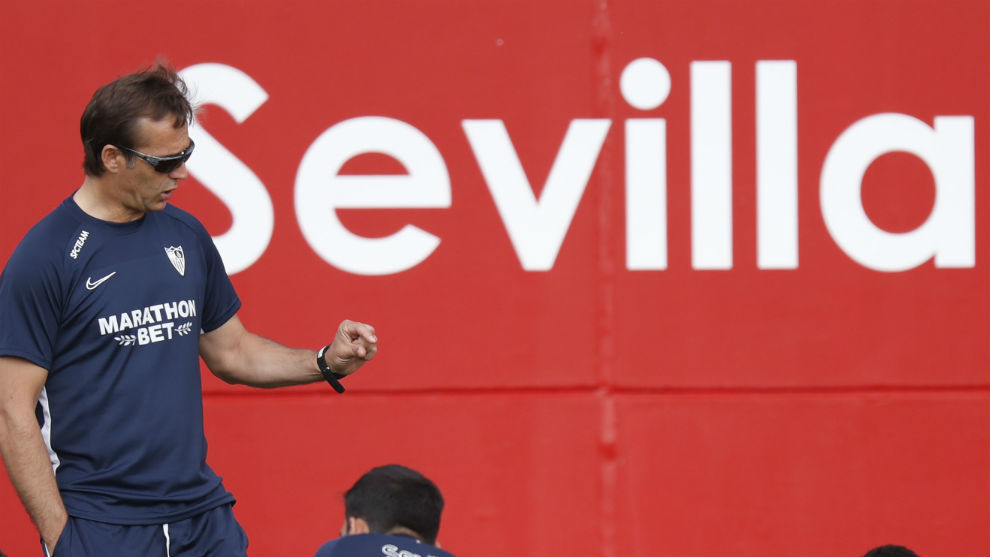 Julen Lopetegui (52), en un entrenamiento del Sevilla.