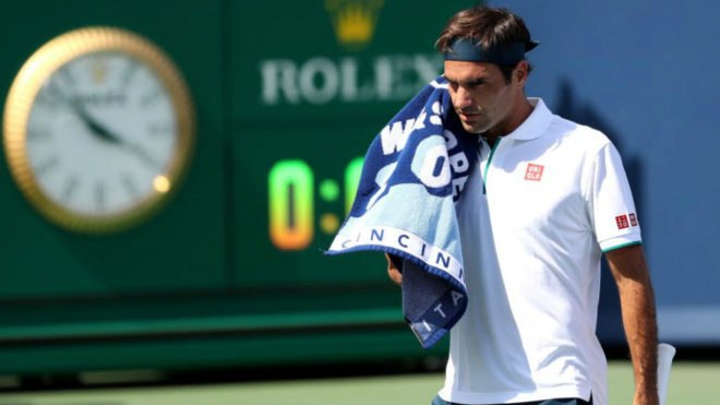 Roger Federer en un momento del partido frente a Rublev.