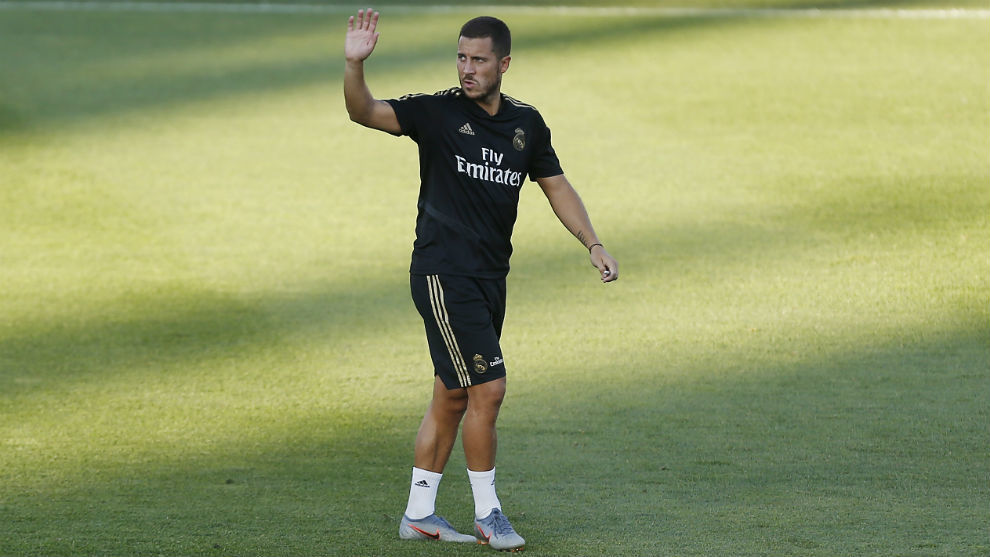Eden Hazard, en el entrenamiento que el Madrid realiz en el estadio...