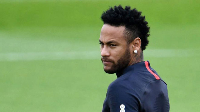 Neymar during a training session with Paris Saint-Germain.