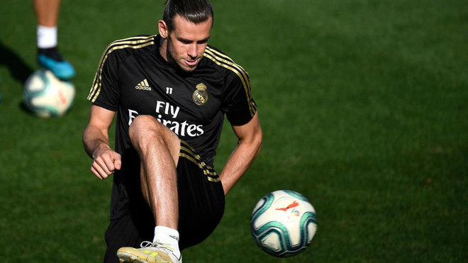 Gareth Bale, durante un entrenamiento con el Real Madrid.