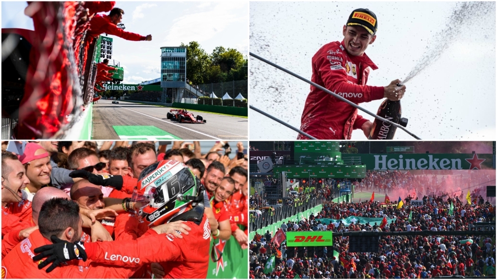 Fotos de agencias, Ferrari y circuito de Monza.