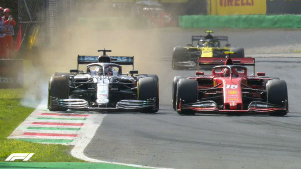 Hamilton intenta pasar a Leclerc en el GP de Italia 2029, sin...