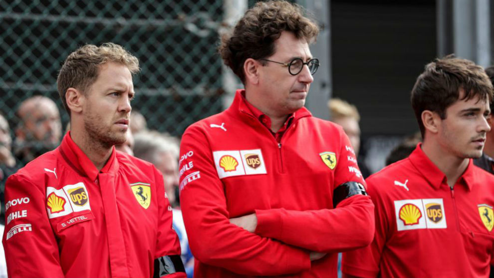 Binotto junto a Vettel y Leclerc, la seman pasada en Miln.