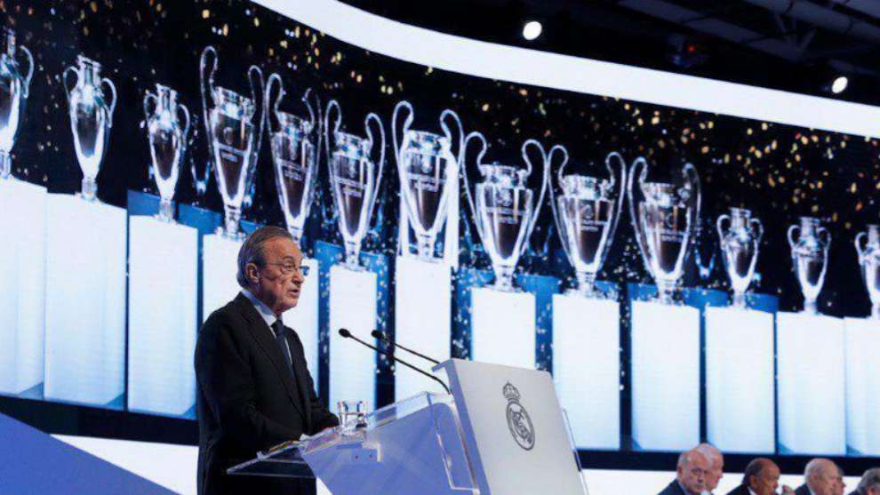 Florentino Prez, durante la asamblea del Real Madrid
