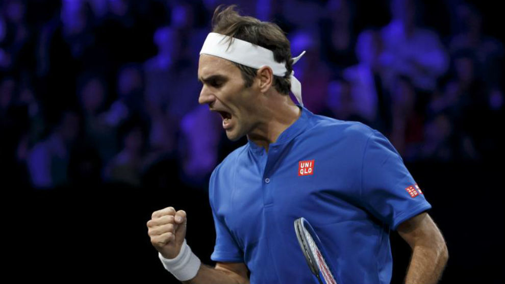 Federer celebra un punto ante Kyrgios