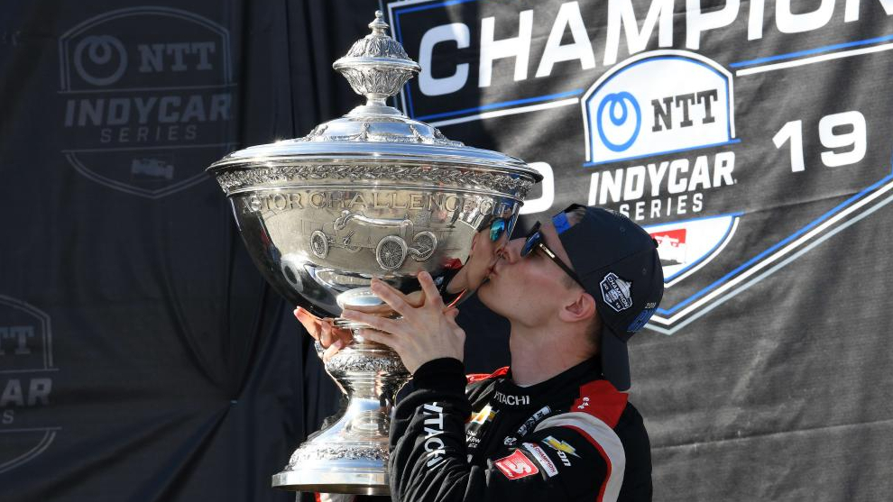 Josef Newgarden celebra su ttulo en la Indycar.