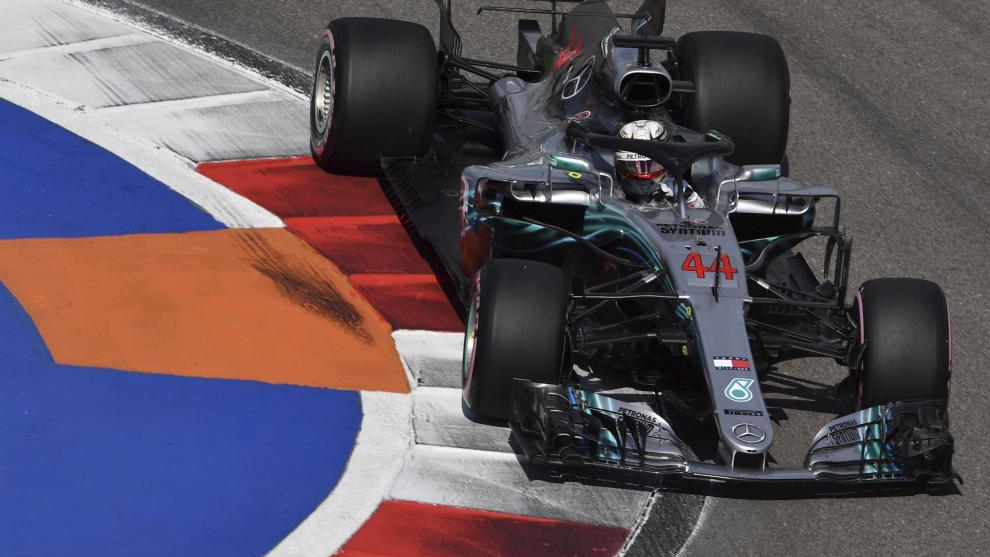 Lewis Hamilton en el GP de Rusia 2018.