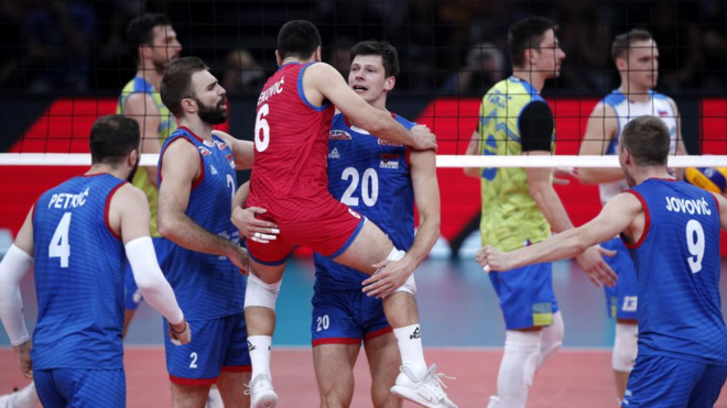 Los jugadores serbios celebrando