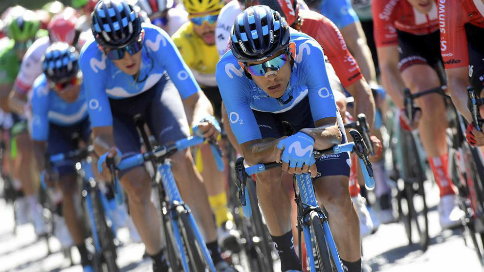 Andrey Amador tira del grupo durante el pasado Tour de Francia.
