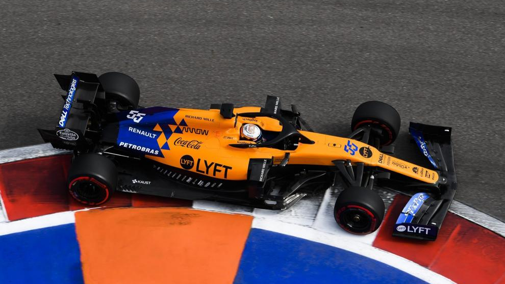 El McLaren de Sainz, en Rusia.