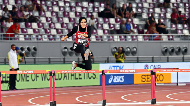 La qatar Mariam Farid, en los 400 metros vallas