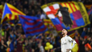 Sergio Ramos, en un Clsico en el Camp Nou