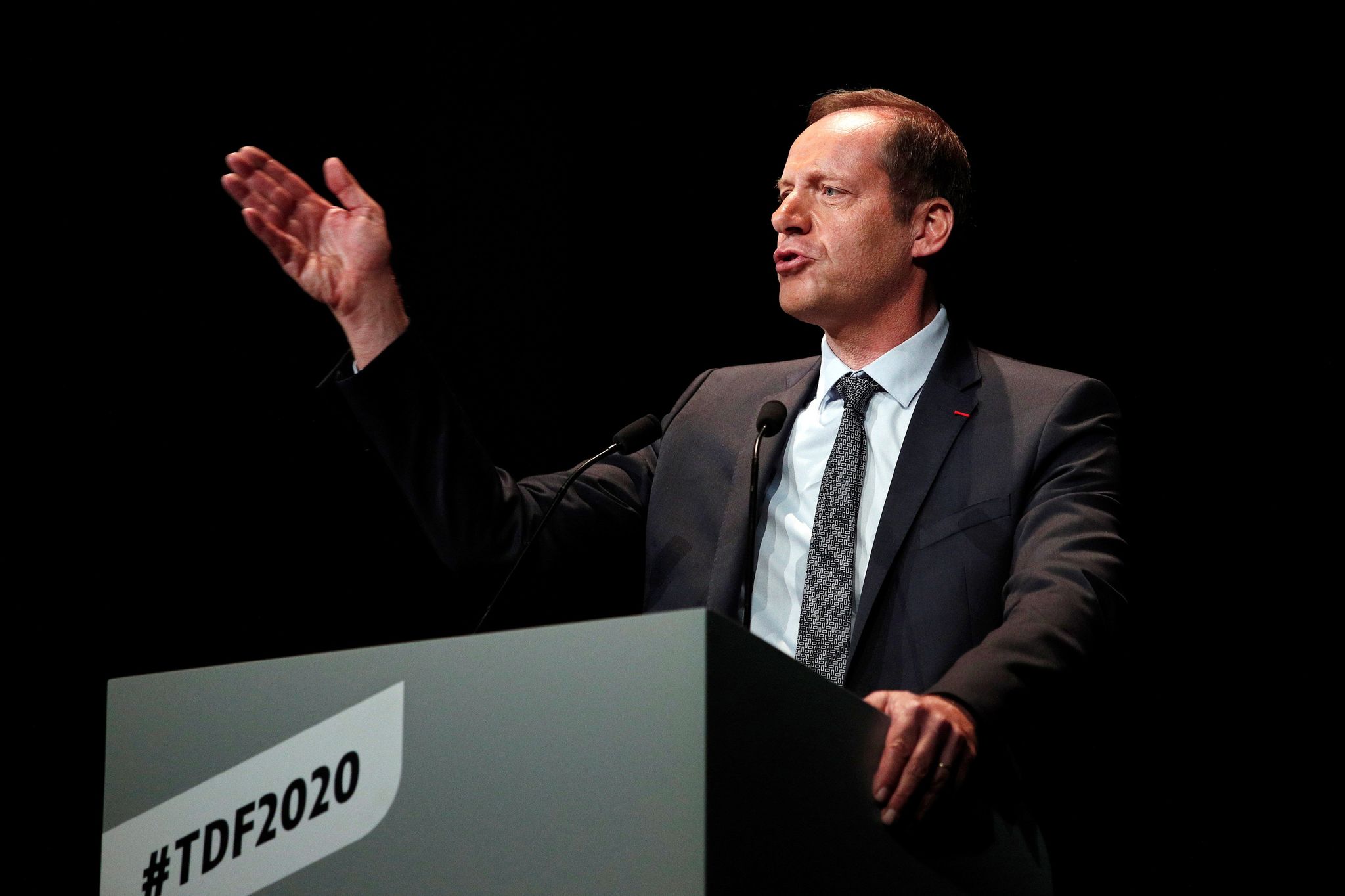 Paris (France), 15/10/2019.- <HIT>Tour</HIT> de France general director Christian Prudhomme delivers his speech during the presentation of the <HIT>Tour</HIT> de France 2020 cycling race in Paris, France, 15 October 2019. The 107th edition of the <HIT>Tour</HIT> de France will start from Nice on 27 June 2020 and will arrive in Paris on 19 July 2020. (Ciclismo, Francia, Niza) EFE/EPA/YOAN VALAT