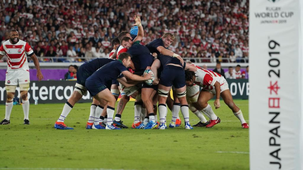 Partido entre Japn y Escocia durante el Mundial de Rugby 2019