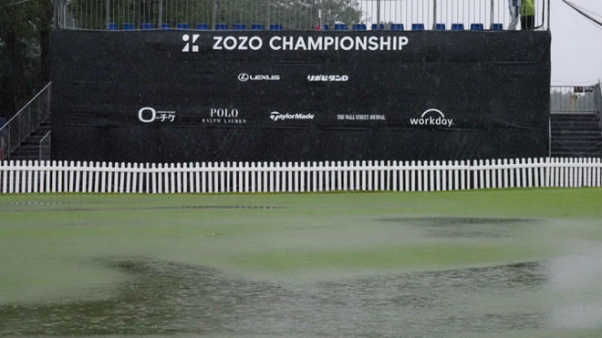 El campo del torneo, inundado tras la tormenta