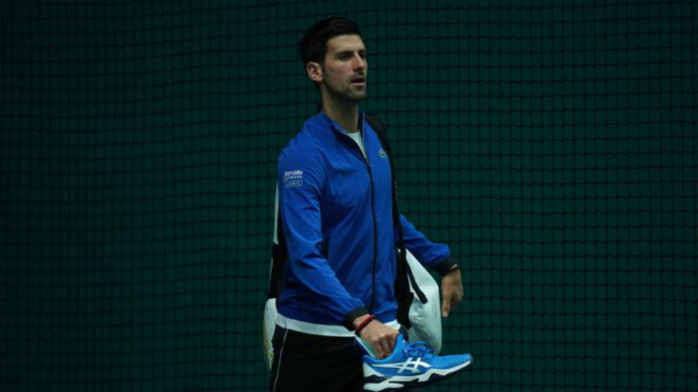 Djokovic,en un entrenamiento en Bercy