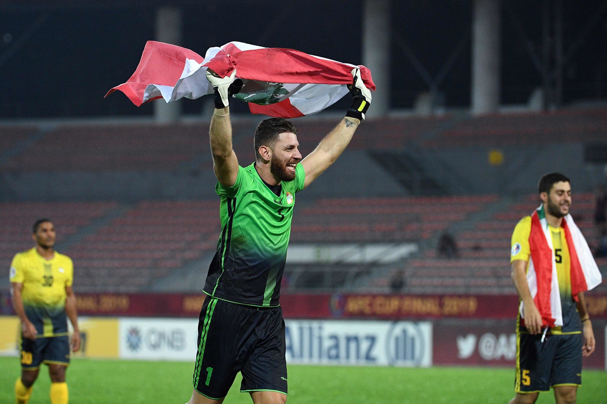 Al <HIT>Ahed</HIT>s goalkeeper Mehdi Kahlil and teammates celebrate winning the 2019 AFC Cup Final between North Koreas April 25 Sports Club and Lebanons Al <HIT>Ahed</HIT> FC at Kuala Lumpur Stadium in Kuala Lumpur on November 4, 2019. (Photo by Mohd RASFAN / AFP)