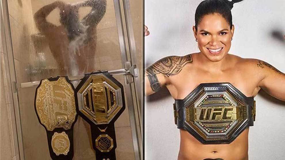 UFC: Amanda Nunes vuelve a posar desnuda con sus cinturones de campeona - A...