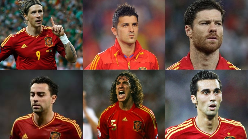 Torres, Villa, Alonso, Xavi, Puyol y Arbeloa, seis de los ya retirados...