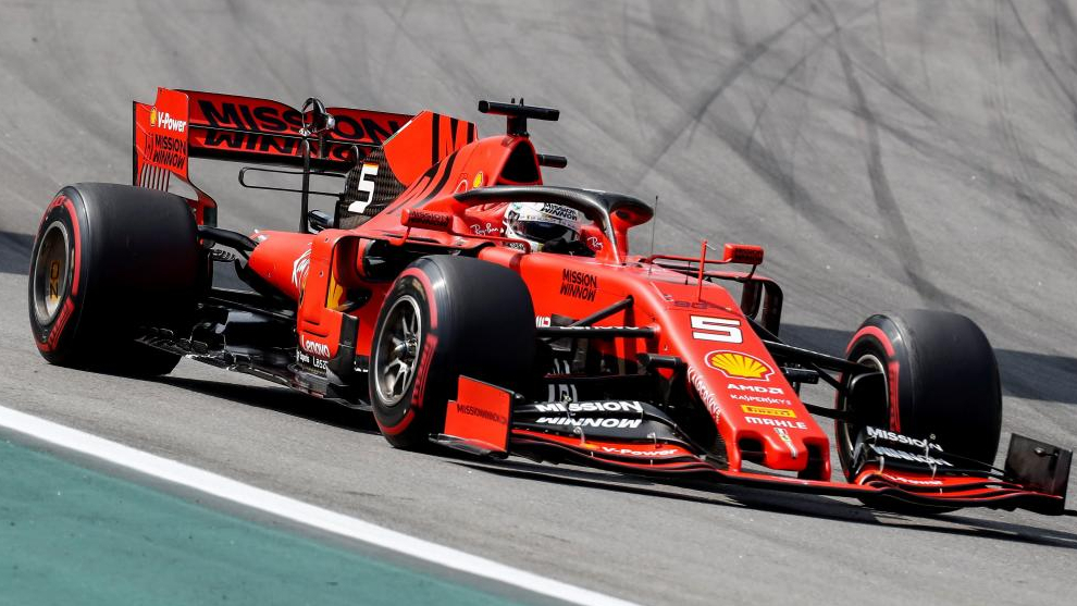 El Ferrari de Sebastian Vettel en Interlagos.