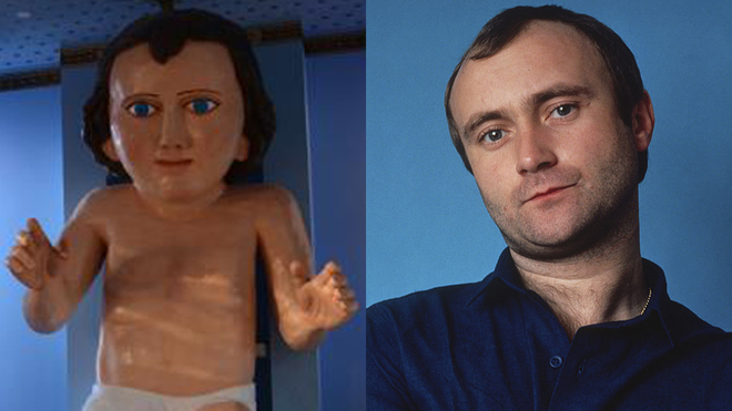Comparan una estatua gigante del Nio Jess con Phil Collins.