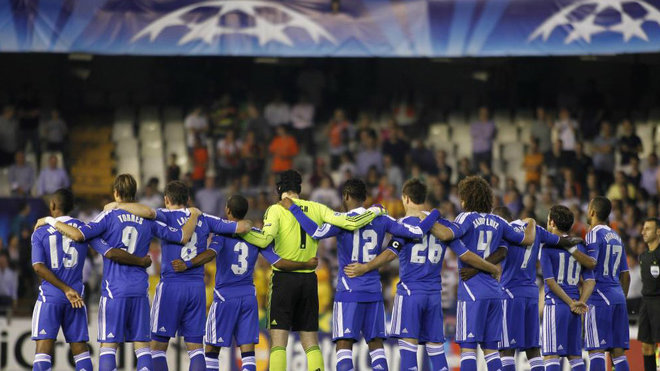 La plantilla del Chelsea en su ltima visita a Mestalla.